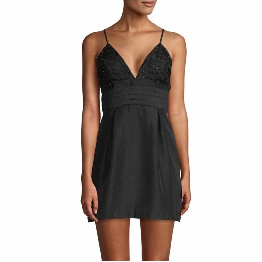 FREE PEOPLE We Go Together Black Beaded Mini Dress 2